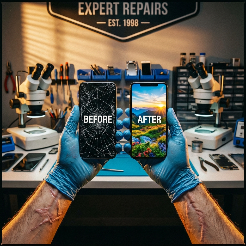 ก่อนและหลังการซ่อมมือถือ